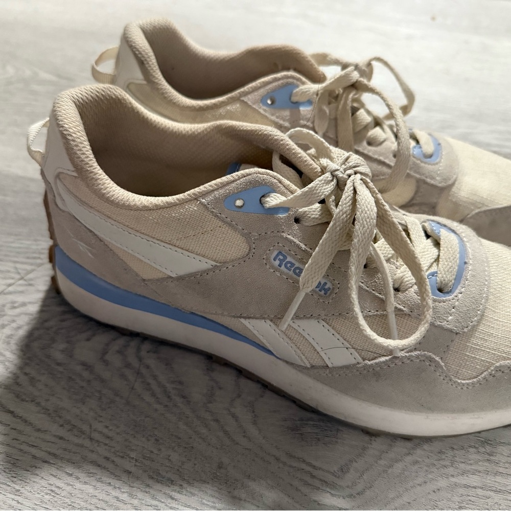 Reebok Cream and Light Blue Athletic Shoes